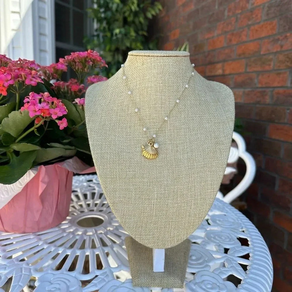 Starfish Seashel Pearl 18KGold Plated Stainless Steel Waterproof Necklace - Picture 12 of 17